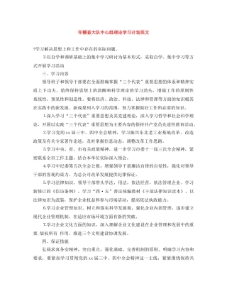 年稽查大队中心组理论学习计划范文 