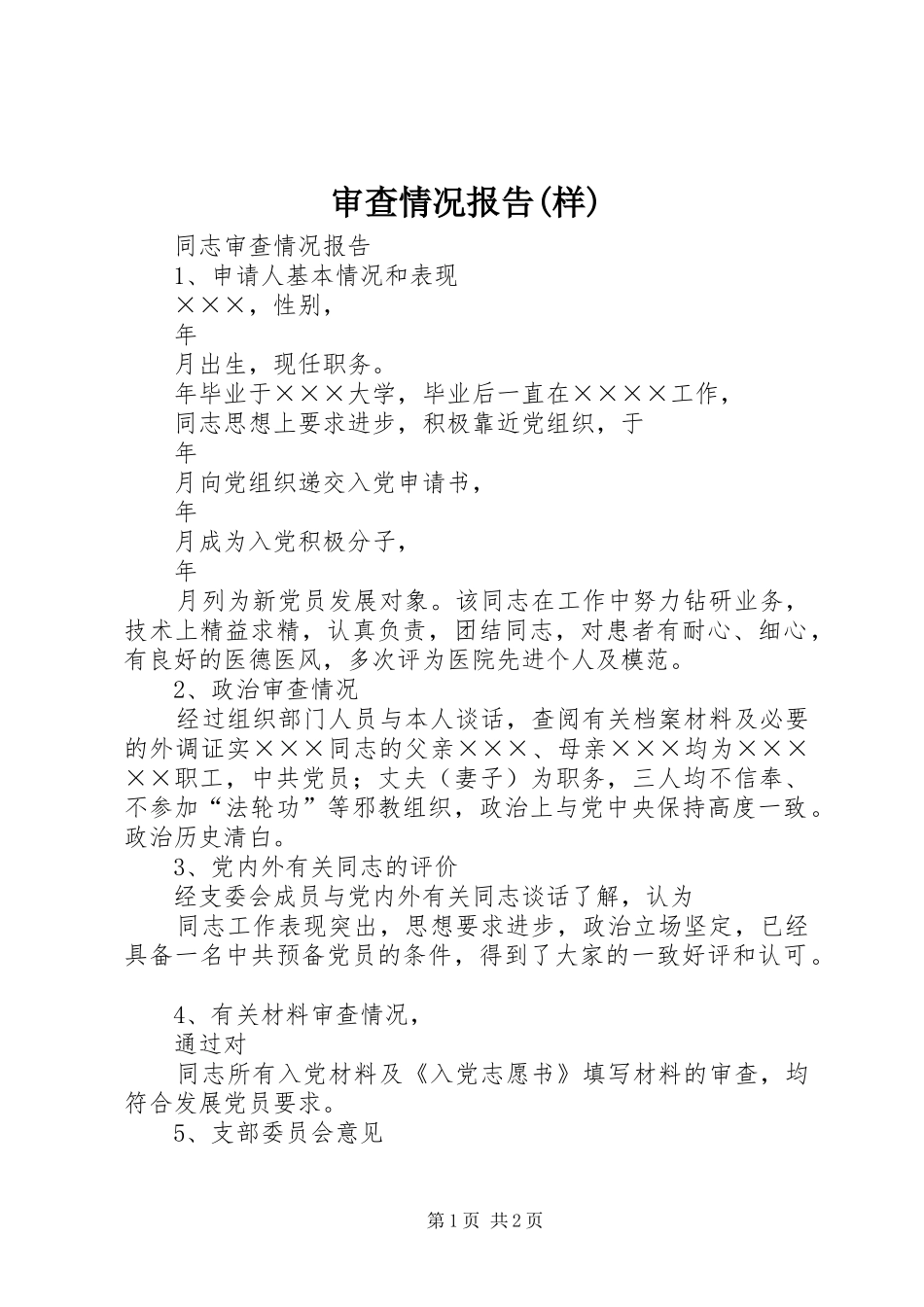 审查情况报告(样)_第1页