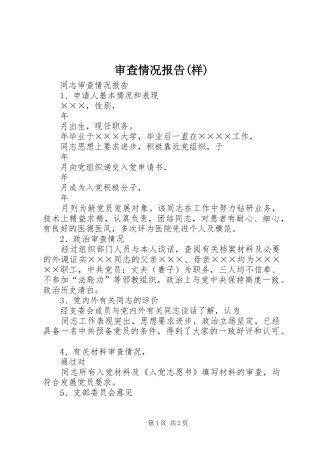 审查情况报告(样)