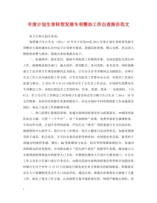 年度计划生育转型发展专项整治工作自查报告范文 