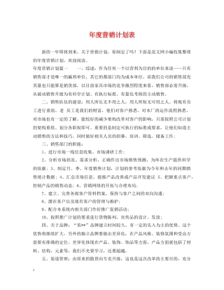 年度营销计划表 
