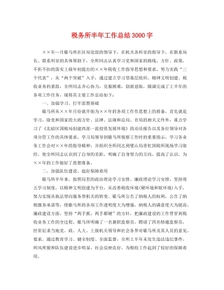 税务所半年工作总结3000字 