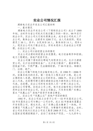 实业公司情况汇报