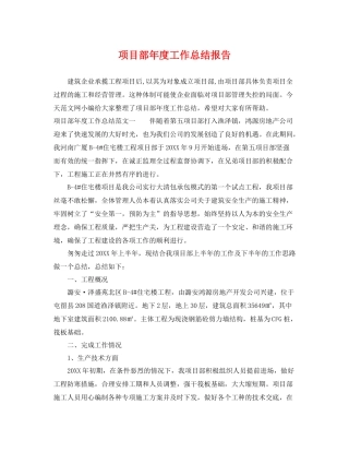 项目部年度工作总结报告 