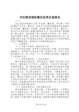 守纪律讲规矩整治优秀自查报告