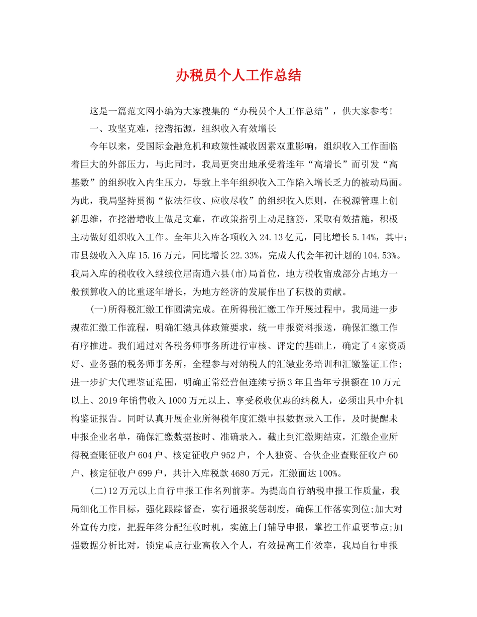 办税员个人工作总结 _第1页