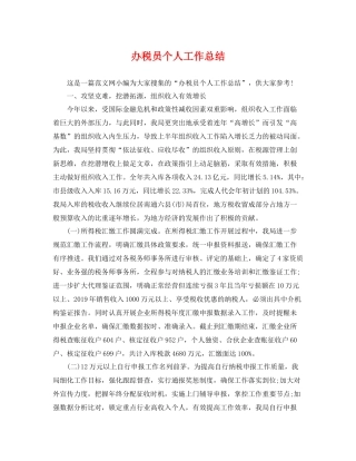 办税员个人工作总结 