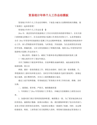 贸易统计年终个人工作总结模板 