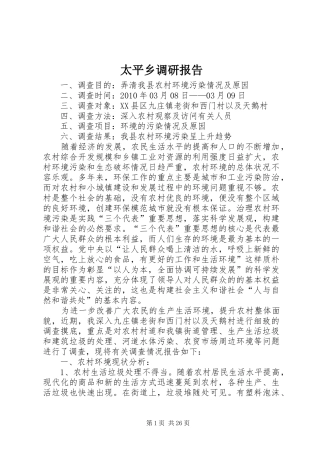 太平乡调研报告