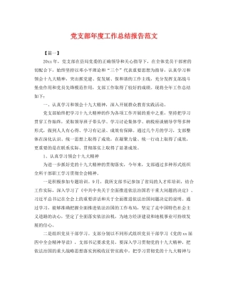 党支部年度工作总结报告范文 