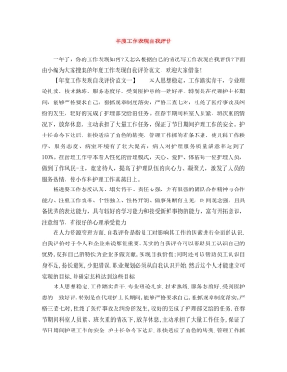 年度工作表现自我评价 