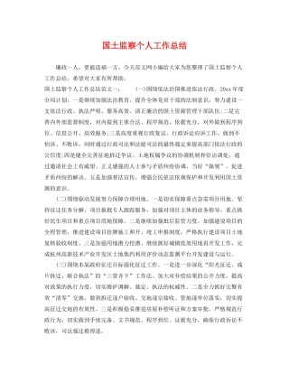 国土监察个人工作总结 