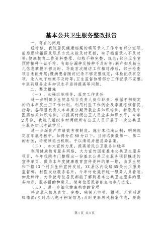 基本公共卫生服务整改报告