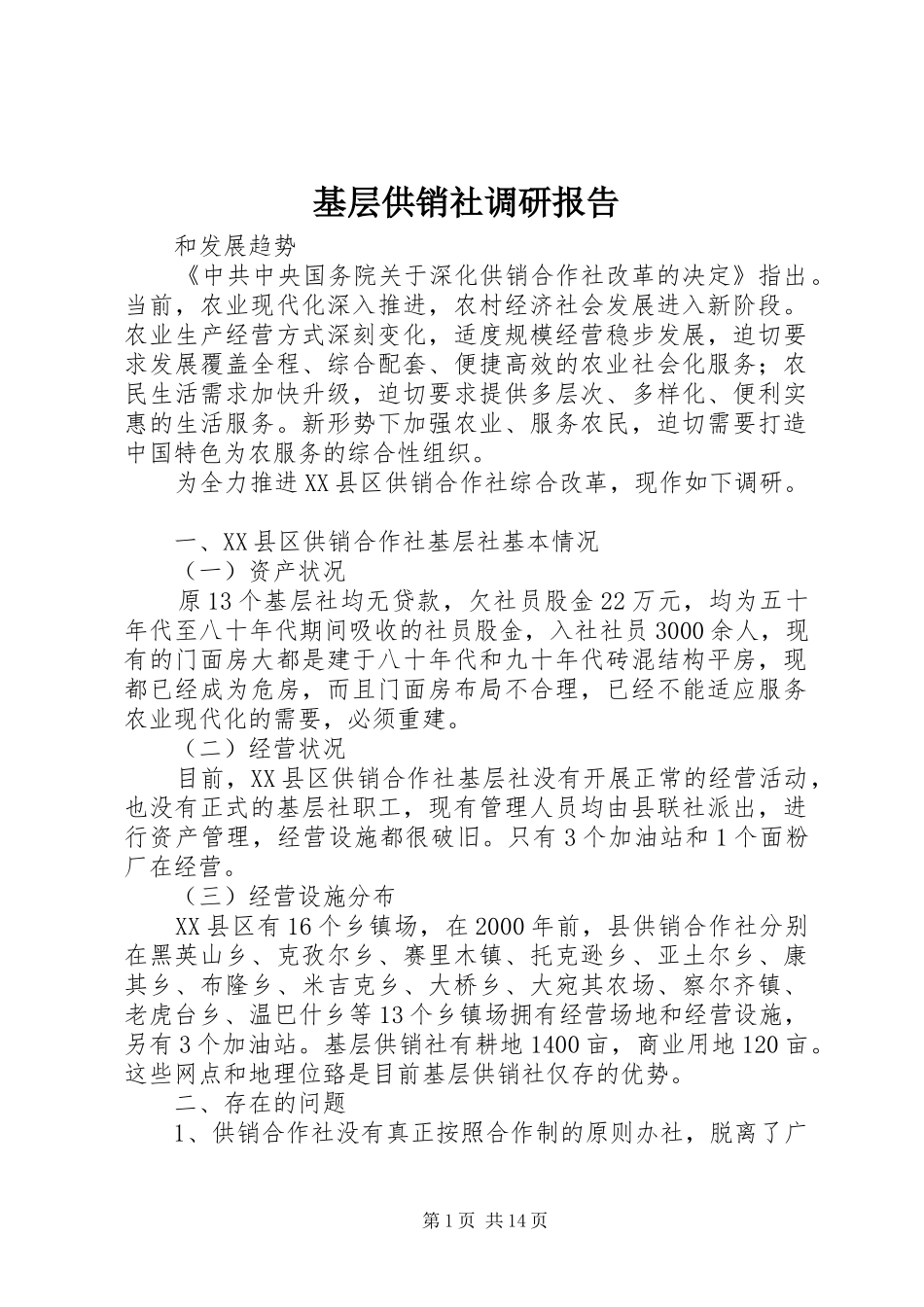 基层供销社调研报告_第1页