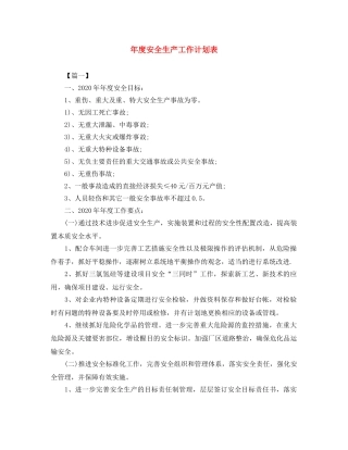 年度安全生产工作计划表 