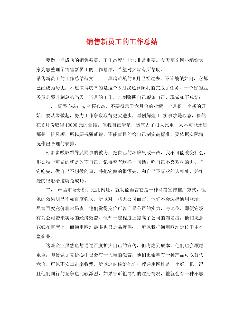 销售新员工的工作总结 _第1页