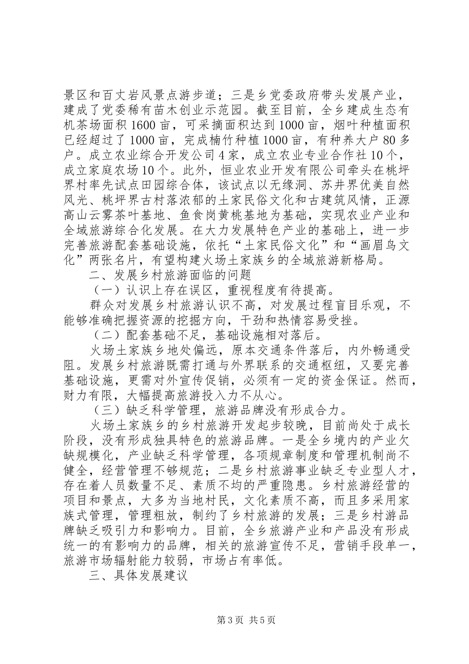土家族乡发展乡村旅游调研报告_第3页