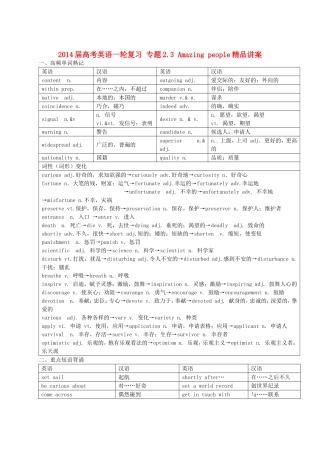 2014届高考英语一轮复习专题23Amazingpeople精品讲案