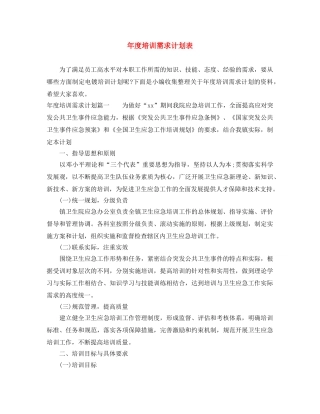 年度培训需求计划表 