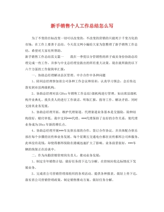 新手销售个人工作总结怎么写 