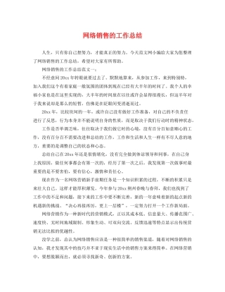 网络销售的工作总结 