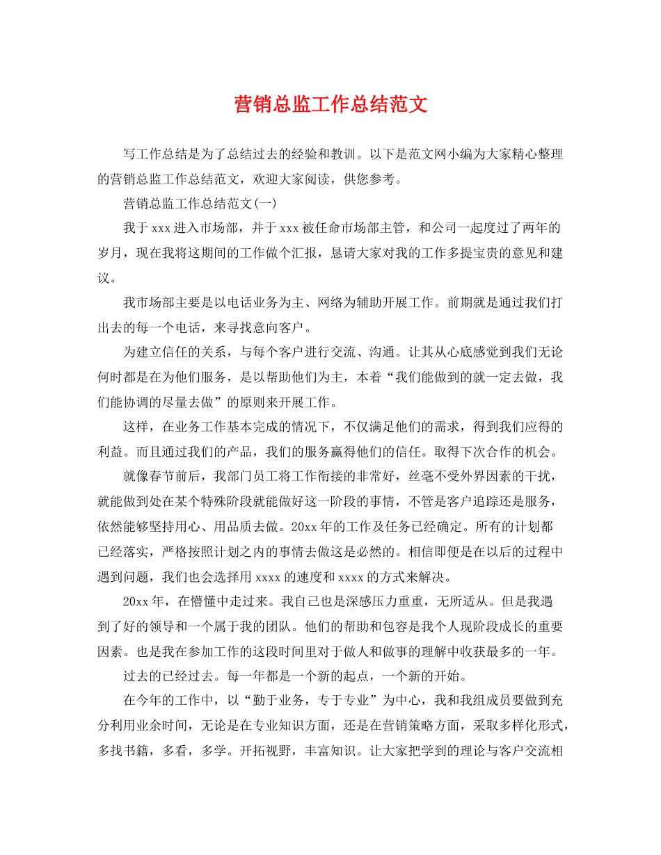 营销总监工作总结范文 _第1页