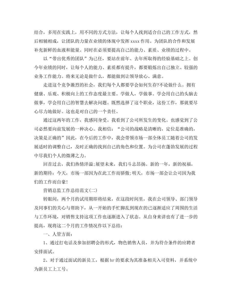营销总监工作总结范文 _第2页