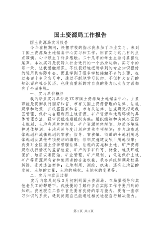 国土资源局工作报告