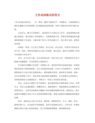 工作总结格式的范文 