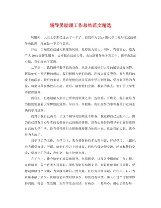 辅导员助理工作总结范文精选 