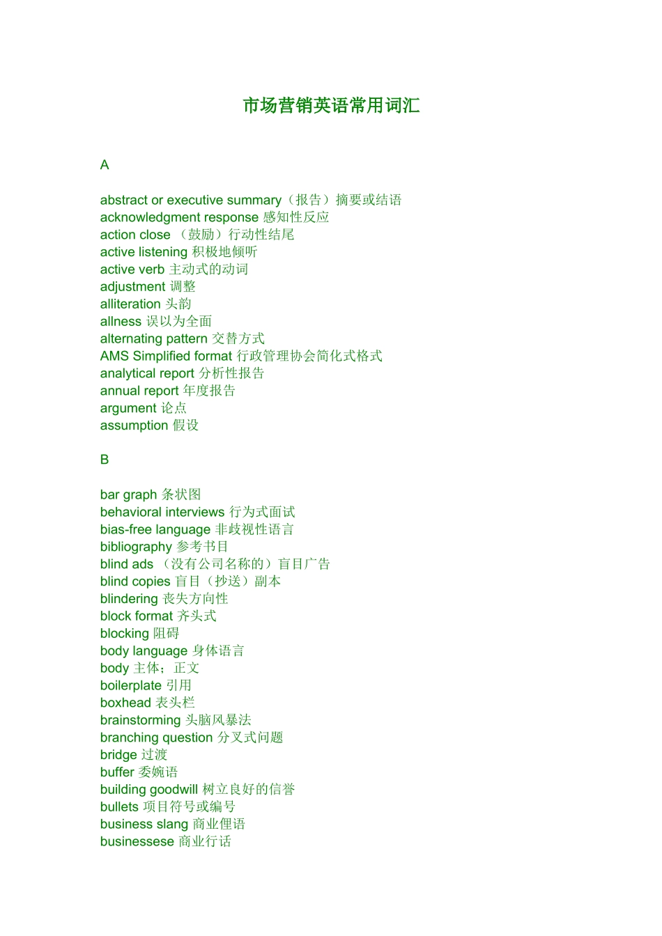 市场营销英语常用词汇_第1页