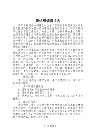 团组织调研报告