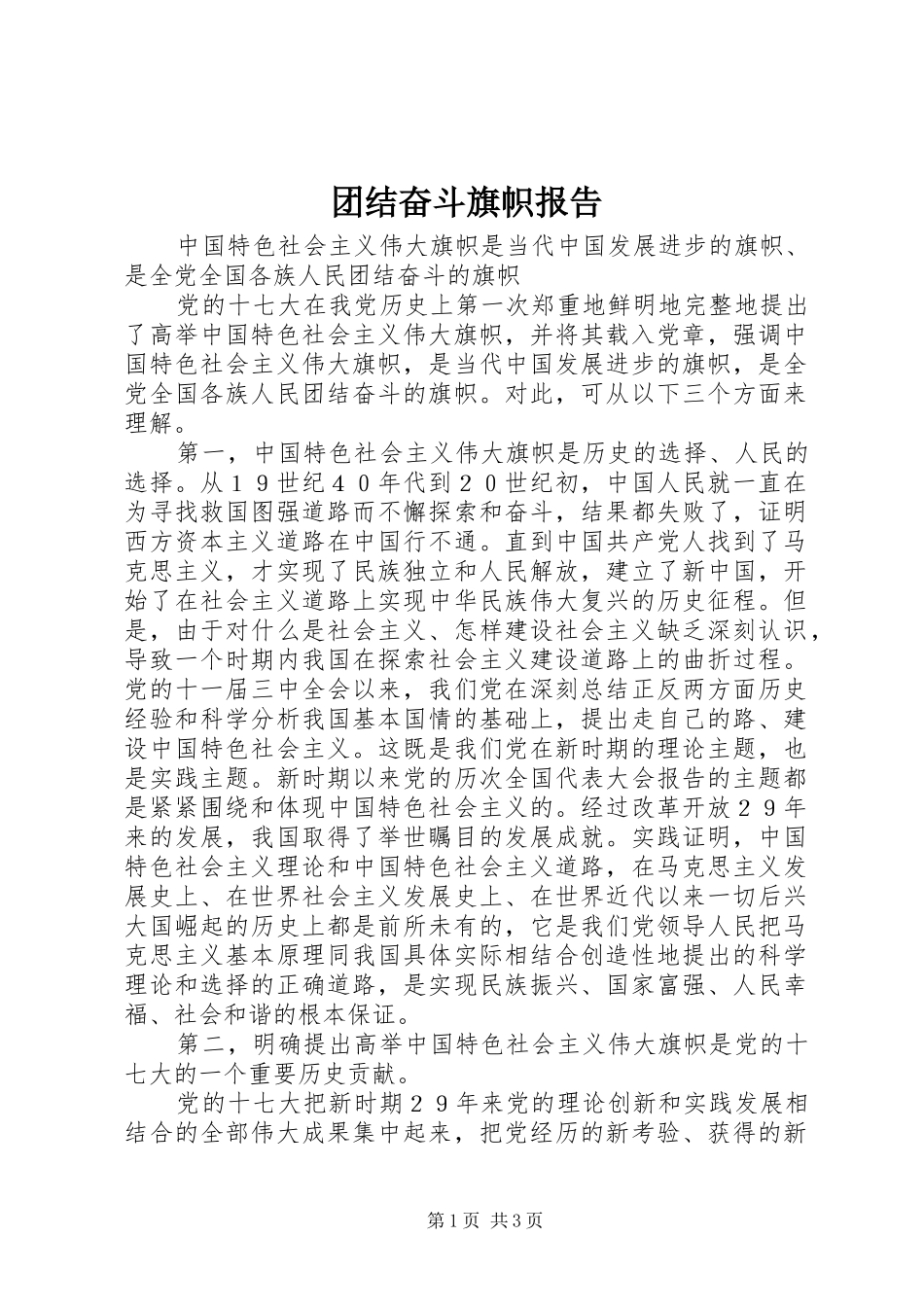 团结奋斗旗帜报告_第1页