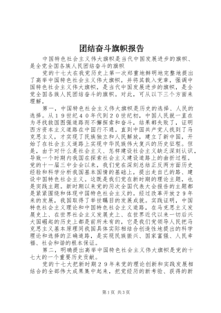 团结奋斗旗帜报告