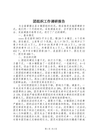 团组织工作调研报告