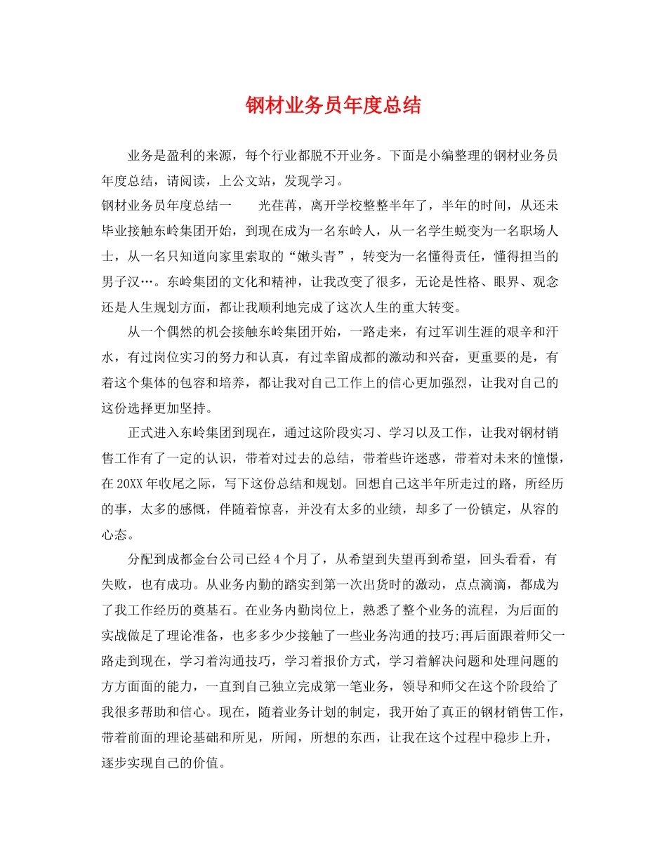 钢材业务员年度总结 _第1页
