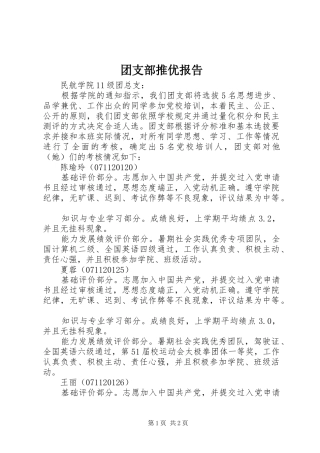 团支部推优报告