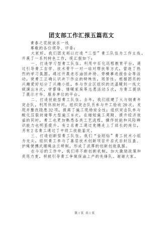 团支部工作汇报五篇范文