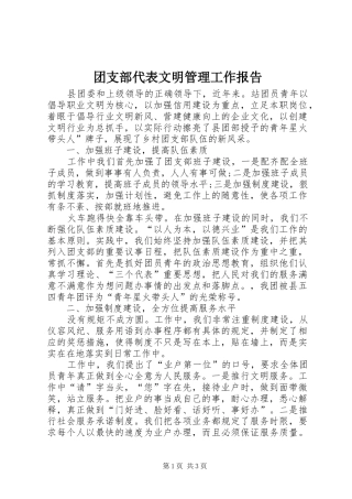 团支部代表文明管理工作报告