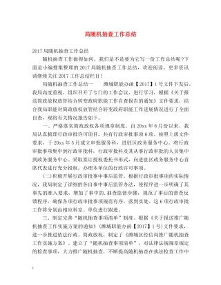 局随机抽查工作总结 