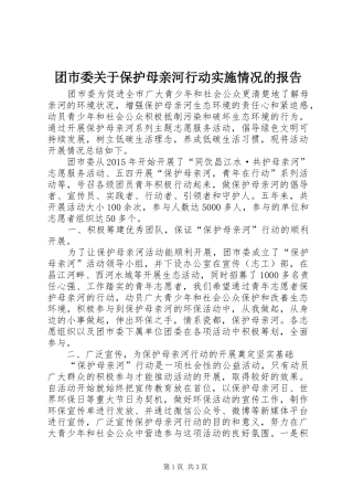 团市委关于保护母亲河行动实施情况的报告