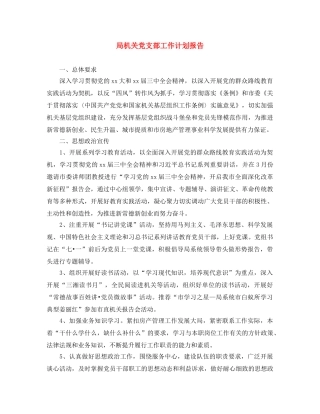 局机关党支部工作计划报告 