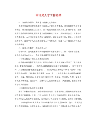 审计局人才工作总结 