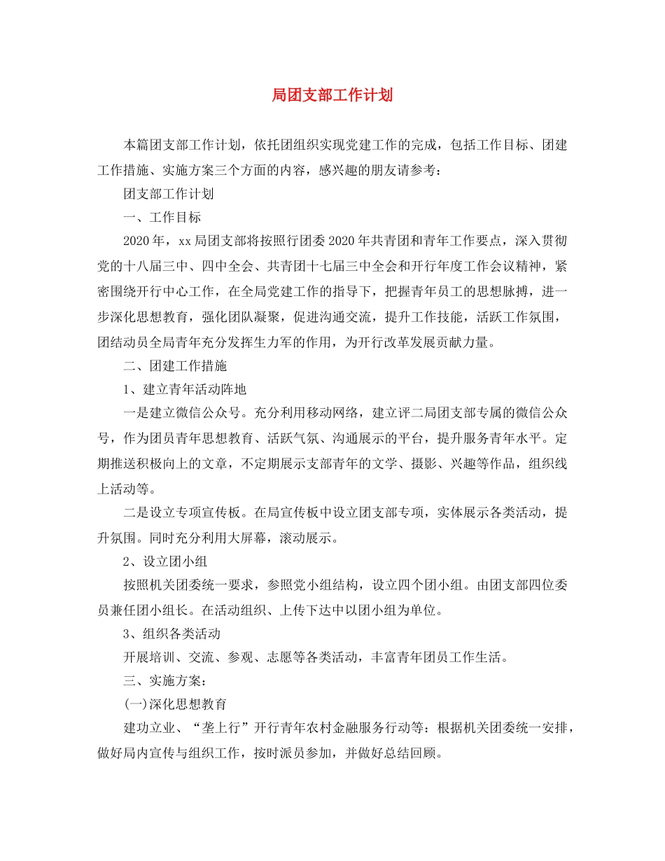 局团支部工作计划 _第1页