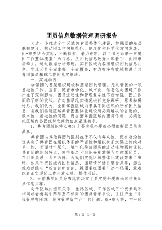 团员信息数据管理调研报告