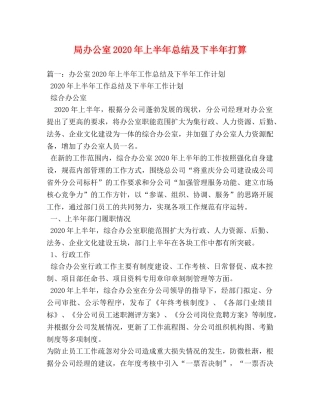 局办公室2020年上半年总结及下半年打算 