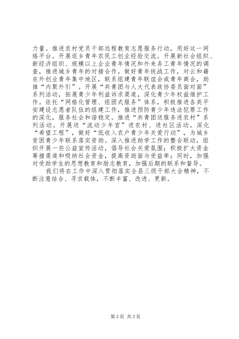 团县委贯彻落实全市三级干部会议精神的情况汇报_第3页