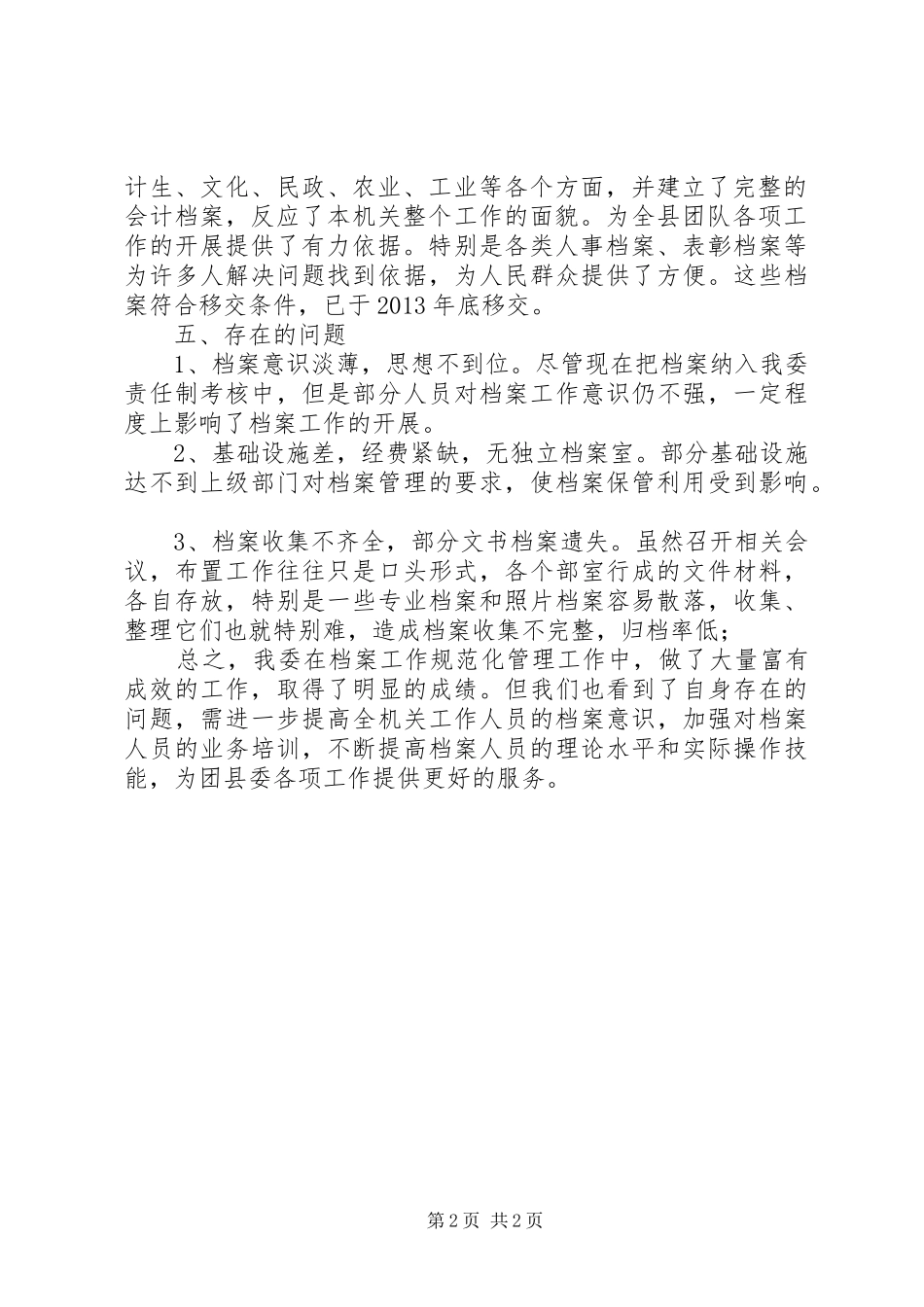 团县委档案管理自查报告_第2页