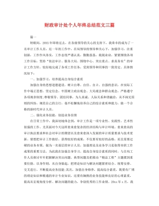 财政审计处个人年终总结范文三篇 