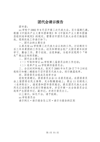 团代会请示报告